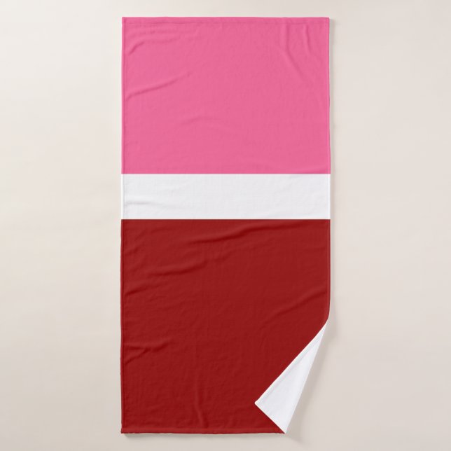 Style de bloc de couleur rouge rose (Serviette de bain)
