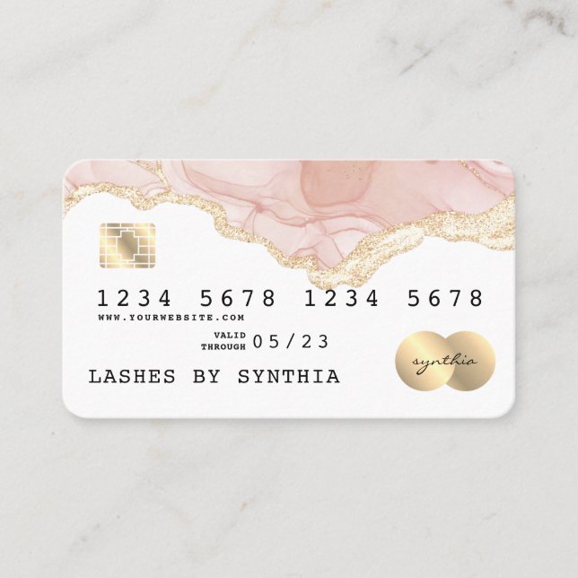 Style de carte de crédit Abstrait moderne Blush Wa (Devant)