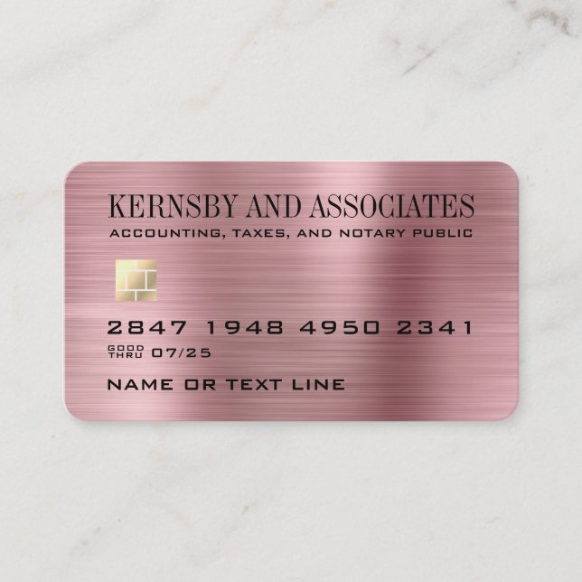 Style de carte de crédit Faux Metallic Rose (Devant)
