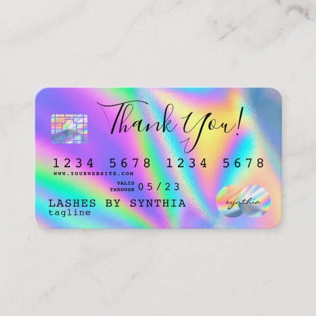Style de carte de crédit moderne Holographe Merci (Devant)