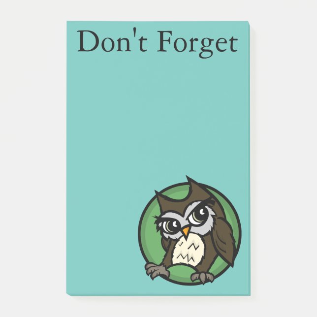 STYLE DE DESSIN CUL OWL POST-IT NOTEPAD (Devant)