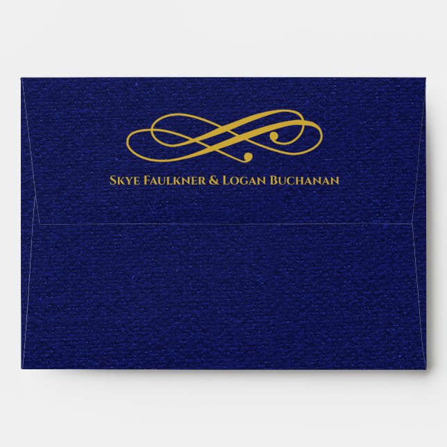 Style de tissu de livre bleu Enveloppe d'adresse d (Dos (Haut rabat))