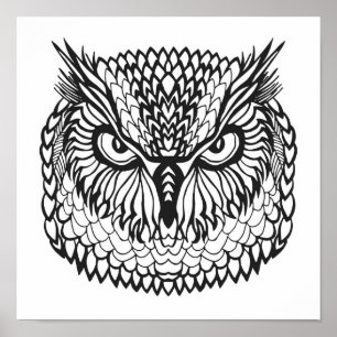 Style Eagle Owl Head 2 Poster