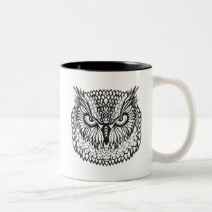 Style Eagle Owl Head Two-Tone Coffee Mug