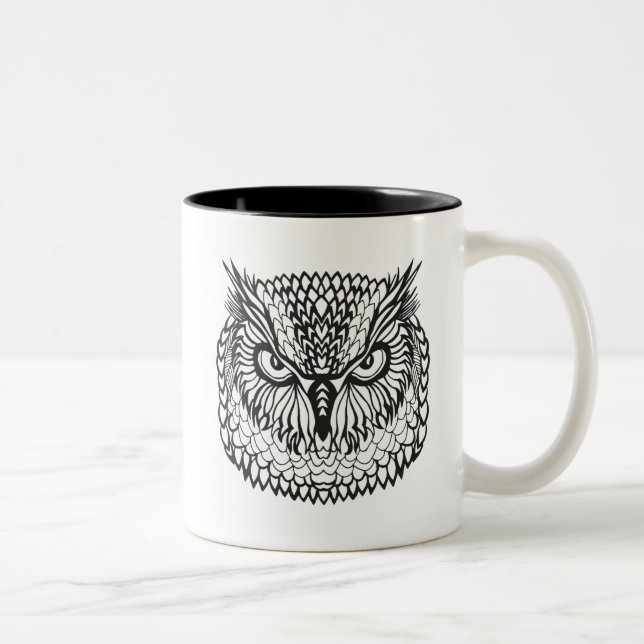 Style Eagle Owl Head Two-Tone Coffee Mug (Right)