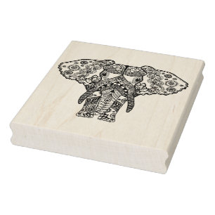 Style Elephant Rubber Stamp
