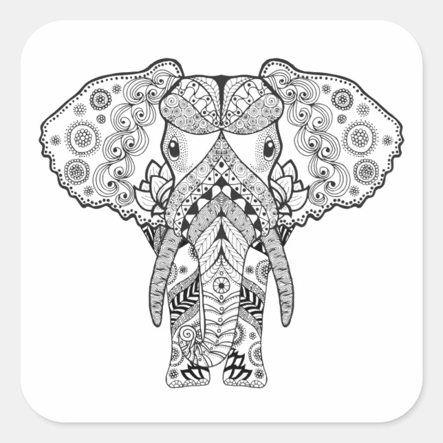 Style Elephant Square Sticker (Front)