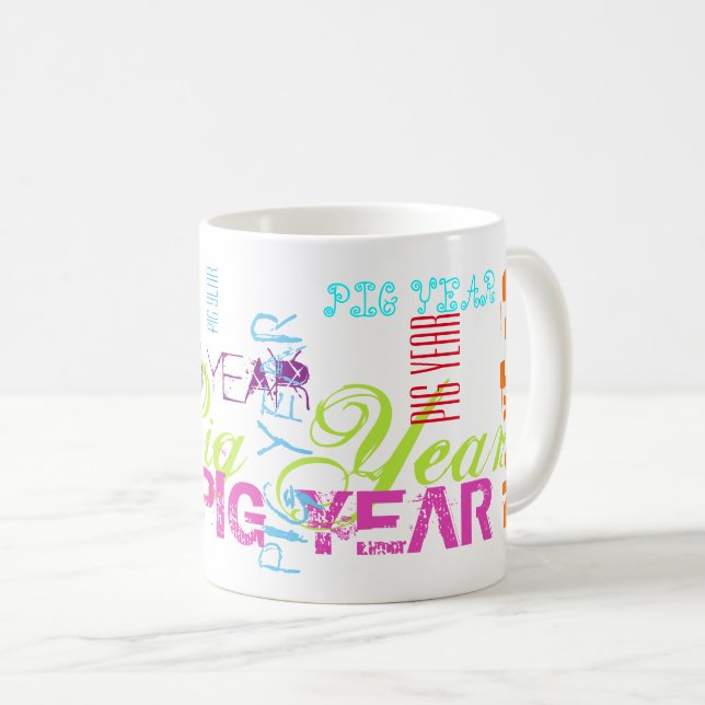 Style Graffiti Répétition Cochon Année 2019 Mug bl (Devant droit)