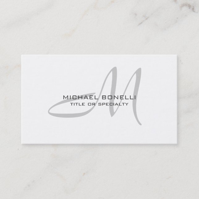 Style Gris Script Monogramme Carte de visite stand (Devant)