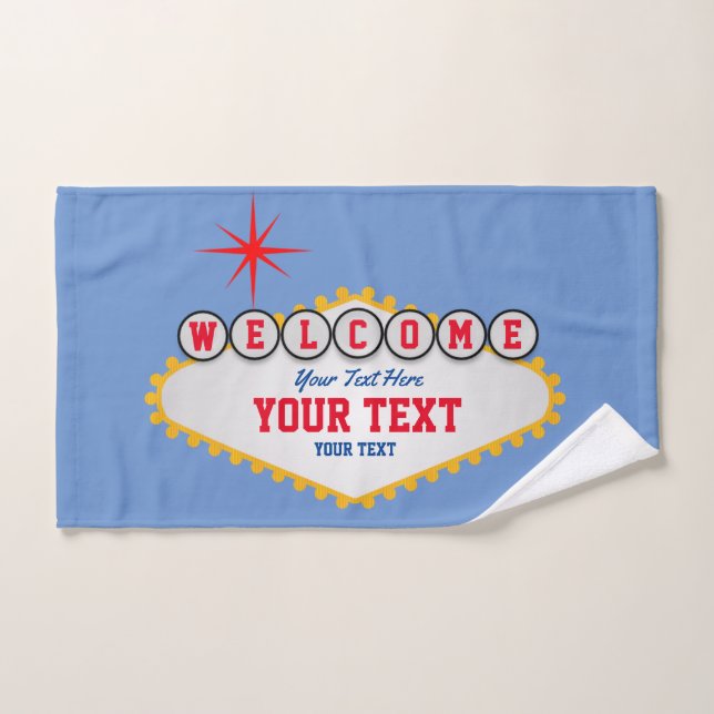 Style Las Vegas Bienvenue dans votre texte (Serviette à main)