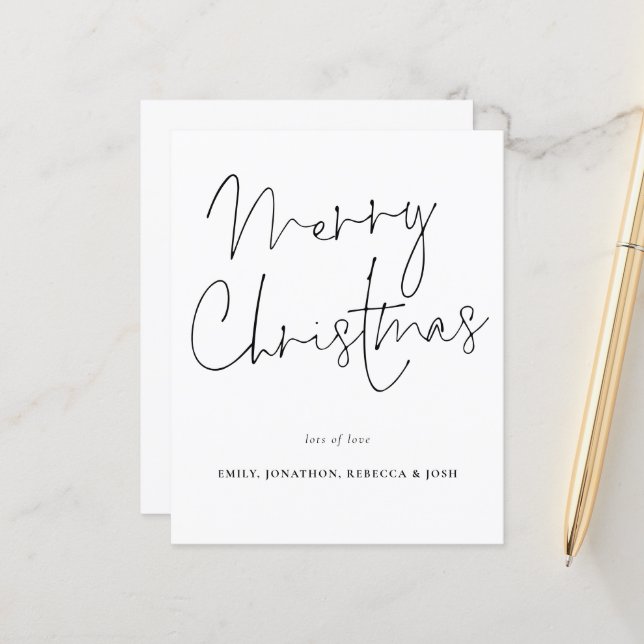 Style manuscrit Budget Joyeuse carte de Noël (Devant/Arrière en situation)