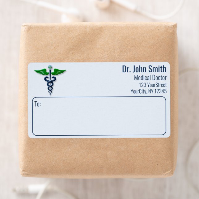 Style Médicale Caduceus Green Wings Cross Blue (En situation)