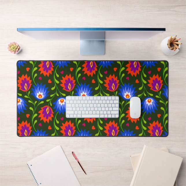 Style mexicain coloré motif floral élégant gras (Bureau 1)