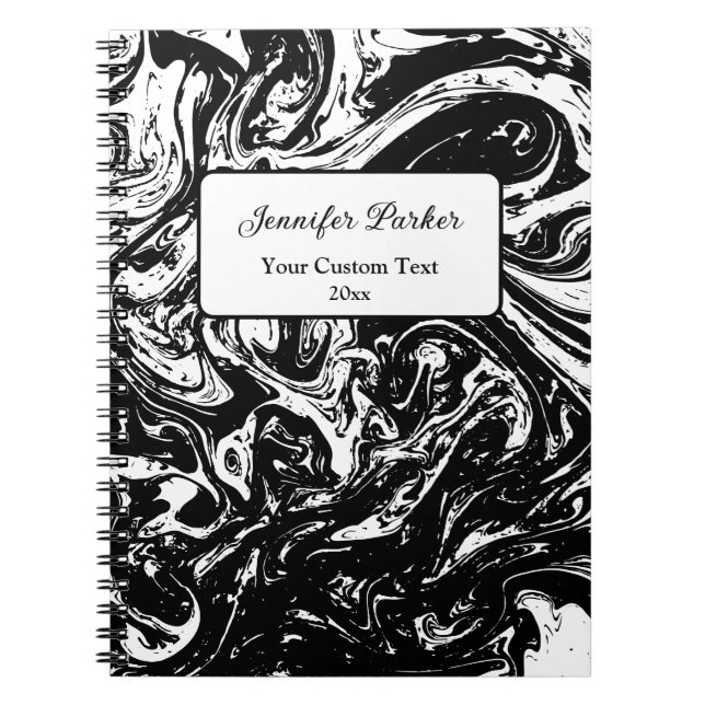 Style noir et Marbre blanc Spiral Carnet personnal (Devant)