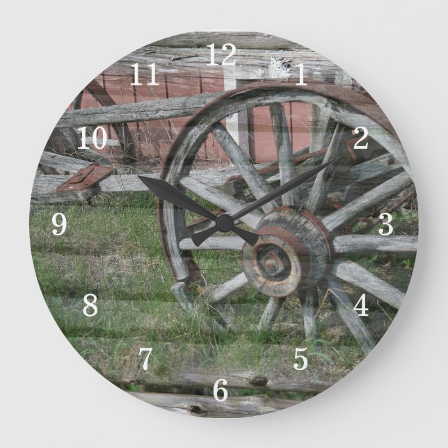 Style occidental Rustique Wagon Roue Horloge mural (Recto)