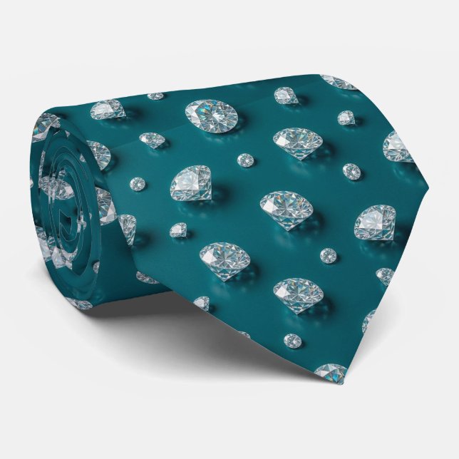 Style Peacock | Luxury Diamond Teal Blue Tie (Rolled)