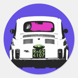 style pop art Fiat 500 in Rome Classic Round Sticker