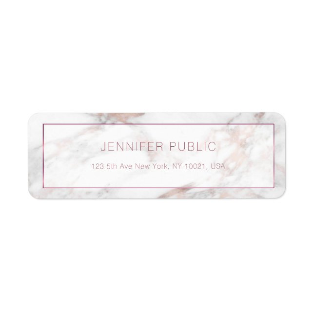 Stylé Rosegold Marble Modèle Adresse de retour (Devant)