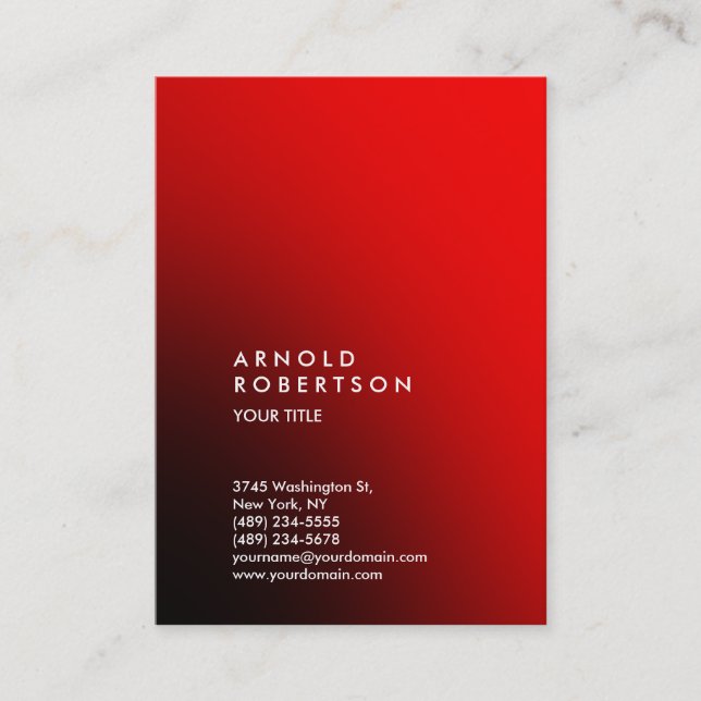 Style Rouge tendance Grand Carte de visite profess (Devant)