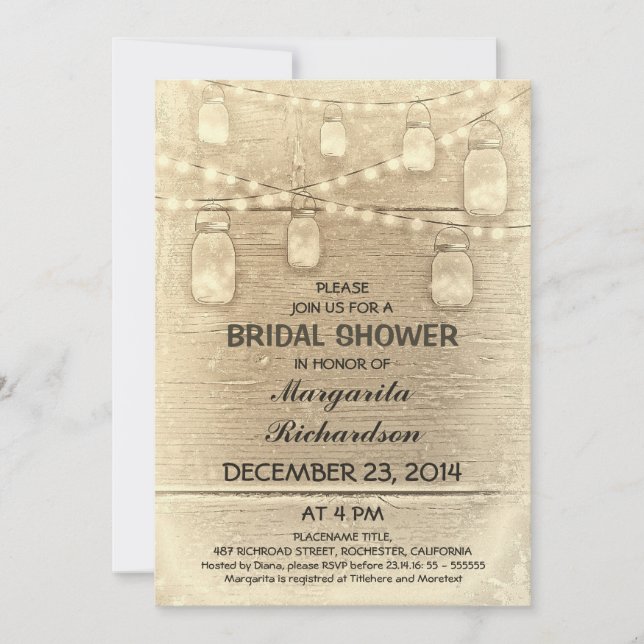 style rustique mason jars invitation douche nuptia (Devant)
