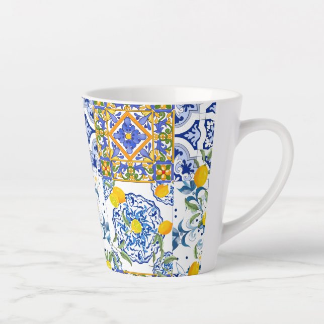  Style sicilien, art d'été Latte Mug (Droite)