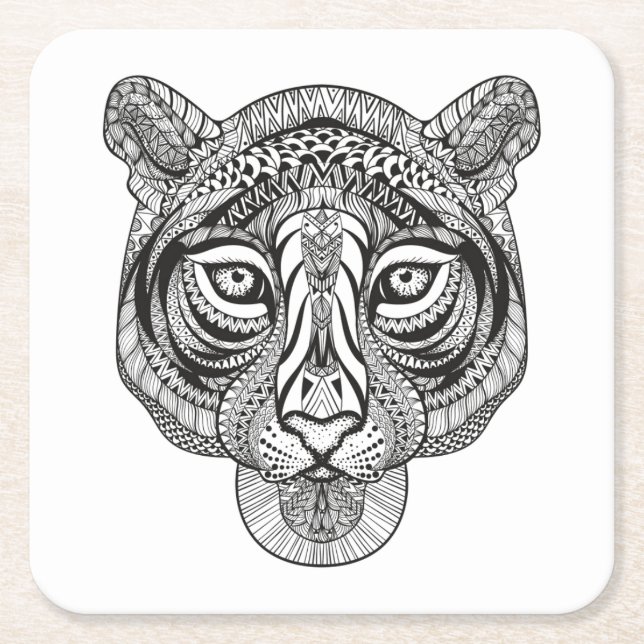 Style Tiger Square Paper Coaster (Front)