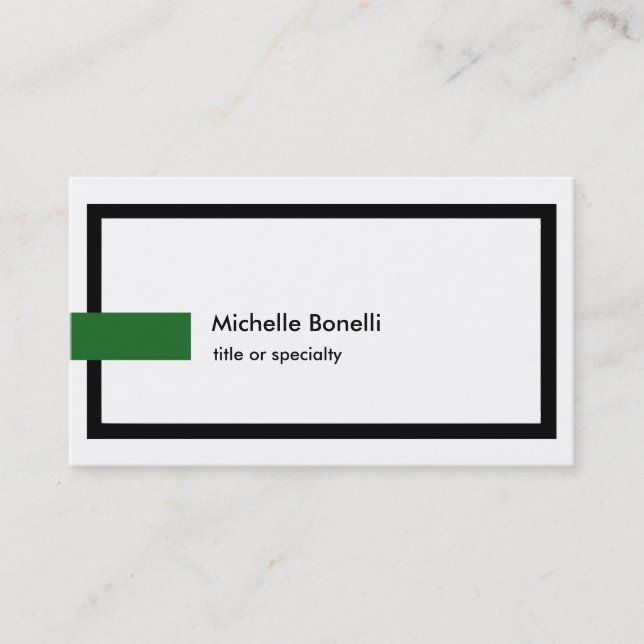 Style Trend Black White Green Professional Modern Business Card (Front)