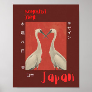 Style Ukiyo-e : Grues blanches sereines, Poster en