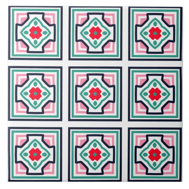 Style victorien Carré Motif carreaux de céramique (Devant)