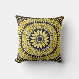 Style vintage Astec Mandala Coussin jaune
