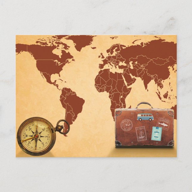 Style vintage, Carte du monde Imprimer (Devant)