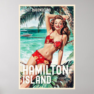 Style vintage Hamilton Island affiche de voyage