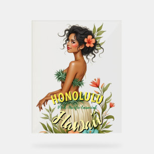 Style vintage Hawaii Voyage Honolulu Hula Girl