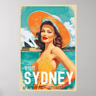 Style vintage Sydney Travel Poster