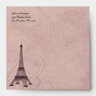 Style Vintage Tour Eiffel Paris Enveloppes Carrés
