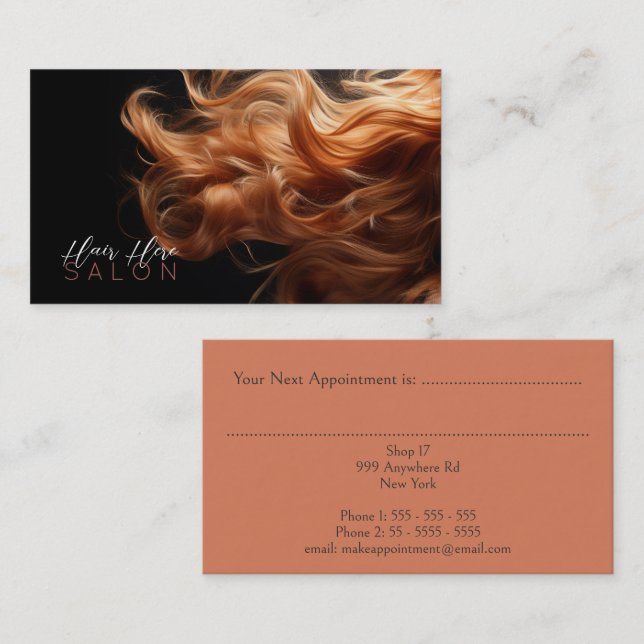 Styled Hair Salon Appointment Business Card (Front/Back)