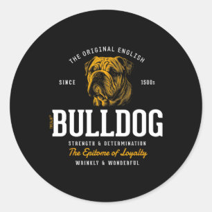 Styled Retro English Bulldog Classic Round Sticker
