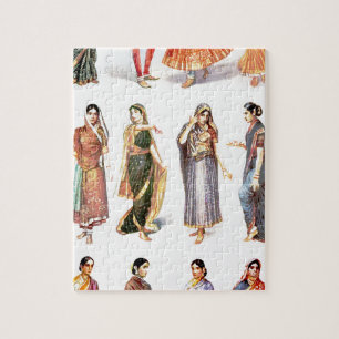 Styles_of_Sari vintage print Jigsaw Puzzle