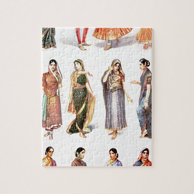 Styles_of_Sari vintage print Jigsaw Puzzle (Vertical)