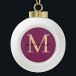 Stylis and personalized monogrammed ceramic ball christmas ornament<br><div class="desc">collection of stylish and personalized monogram initial Ceramic Ball Christmas Ornaments featuring your name. Add a touch of elegance and uniqueness to your belongings with these custom-designed Ceramic Ball Christmas Ornaments.
Personalize it now; click the customize button to add your initial and your name.</div>