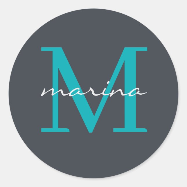 Stylis and personalized monogrammed classic round sticker (Front)