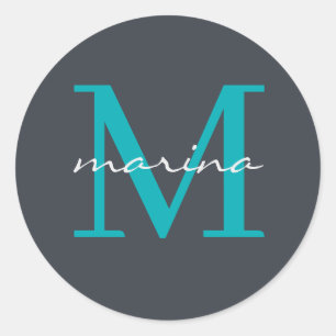 Stylis and personalized monogrammed classic round sticker
