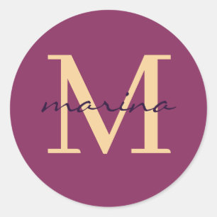 Stylis and personalized monogrammed classic round sticker