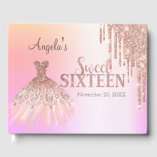 Stylis Chic Dress Glitter Drips Sweet 16   Guest Book