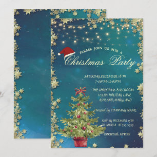 Stylis Christmas Tree,Stars Christmas Company Invitation