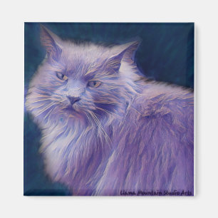 Stylisé Chat #1 Aimant à brindilles violettes