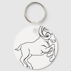Stylised aries ram illustration keychain