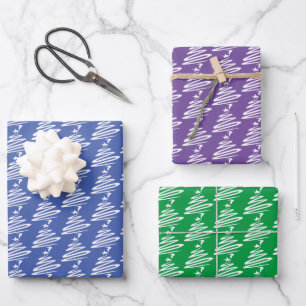 Stylised Christmas Tree Pattern Design Wrapping Paper Sheet