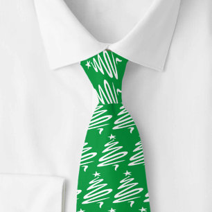 Stylised Christmas Trees Design. Mens Neck Tie