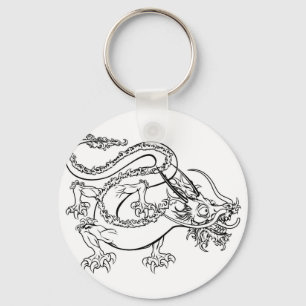 Stylised dragon illustration keychain